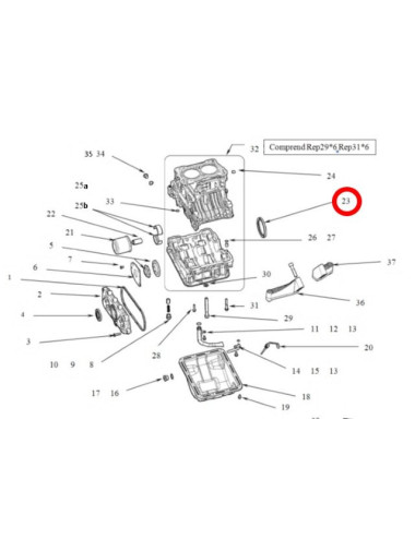 RETEN DE CIGÜEÑAL LADO VARIADOR. LOMBARDINI DCI 442 / 492