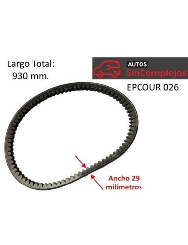 Largo: 930 mm. Ancho: 29 mm. EPCOUR 026.