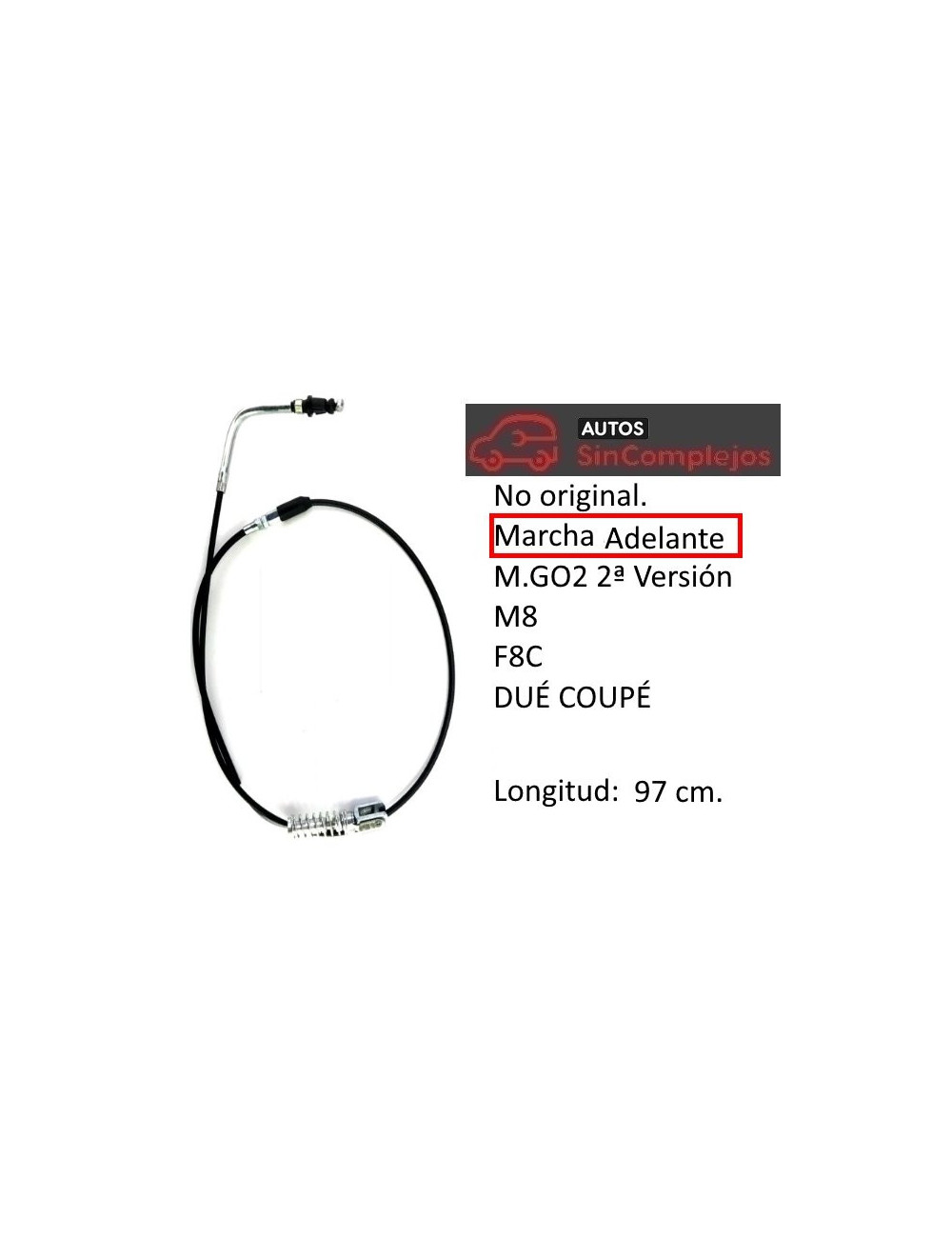 CABLE INVERSOR LIGIER / MICROCAR . MARCHA ADELANTE. 1400650. CABLE INVERSOR LIGIER / MICROCAR . MARCHA ADELANTE. 1400650.