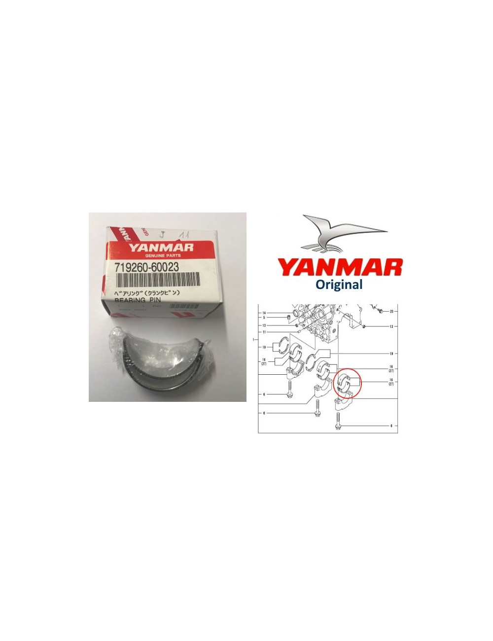 CASQUILLO DE BIELAS DE MOTOR YANMAR. ORIGINAL