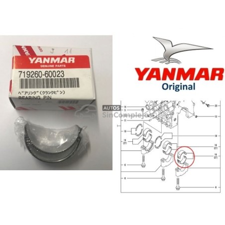 CASQUILLO DE BIELAS DE MOTOR YANMAR. ORIGINAL