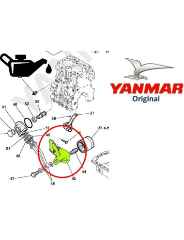 SOPORTE DE FILTRO DE ACEITE YANMAR. ORIGINAL
