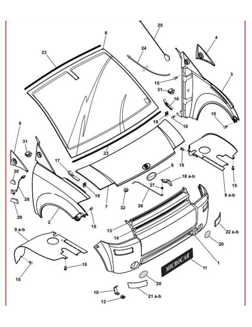 CAPO DE MOTOR EN ABS MICROCAR MC1. NO ORIGINAL. 1002695