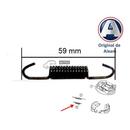 MUELLE LARGO DE ZAPATAS DE FRENO TRASERAS AIXAM. ORIGINAL. 6A35A