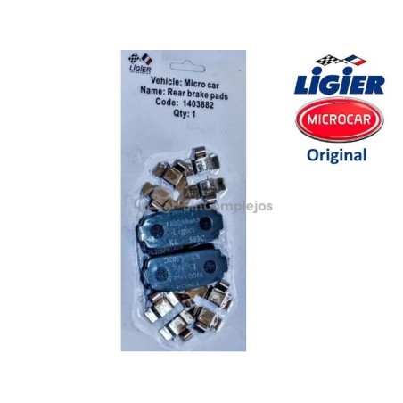 PASTILLAS DE FRENOS TRASERAS LIGIER / MICROCAR / DUE. 1403882. Original.