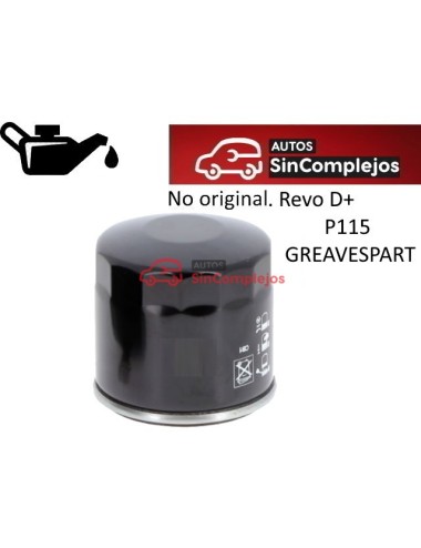 FILTRO DE ACEITE P115 GREAVESPART LIGIER MYLI / JS50 F5 JS64. NO ORIGINAL. 1423655