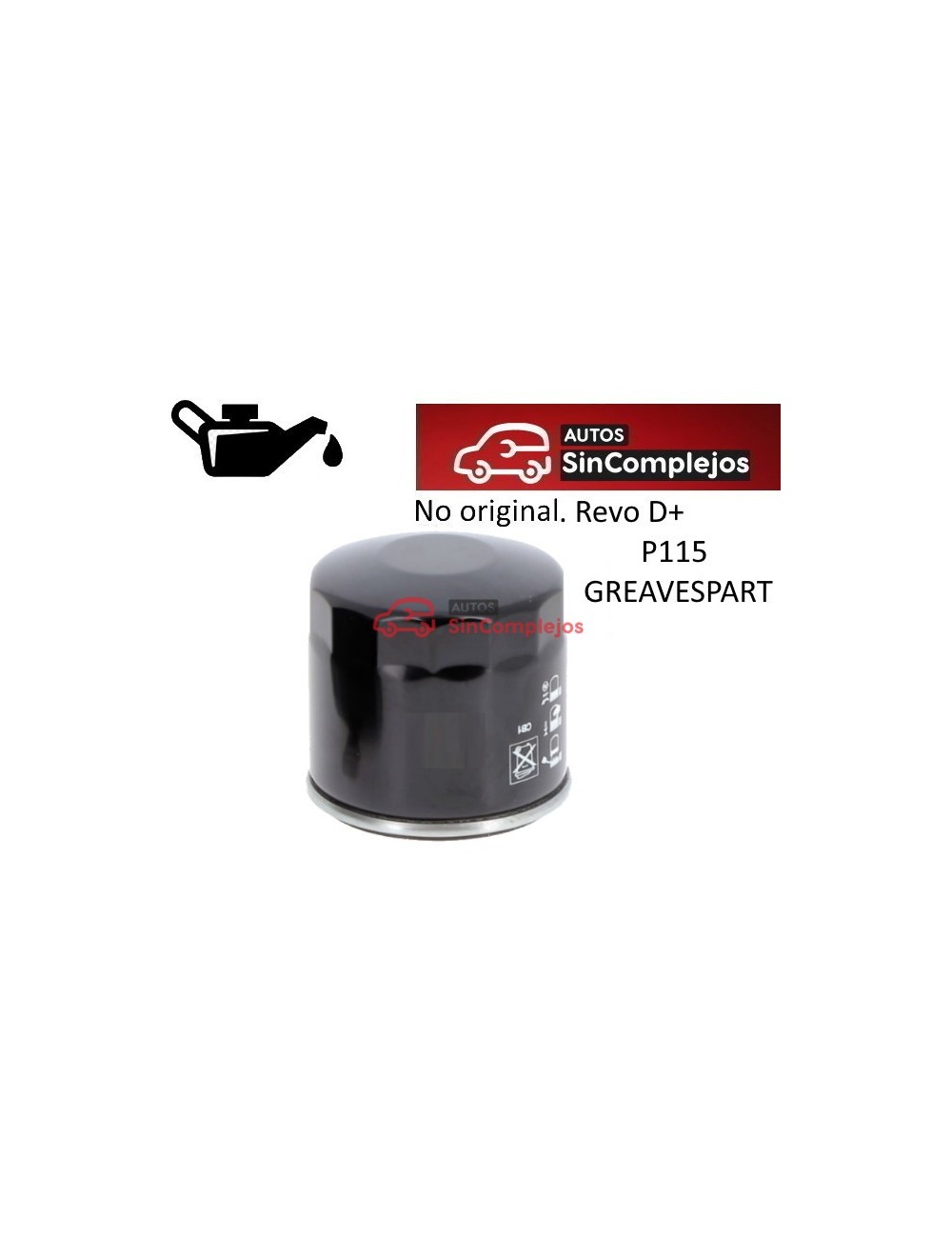 FILTRO DE ACEITE P115 GREAVESPART LIGIER MYLI / JS50 F5 JS64. NO ORIGINAL. 1423655