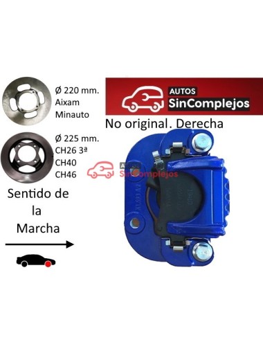 PINZA DE FRENO DELANTERA DERECHA AIXAM / CHATENET / BELLIER . NO ORIGINAL. 6AR064