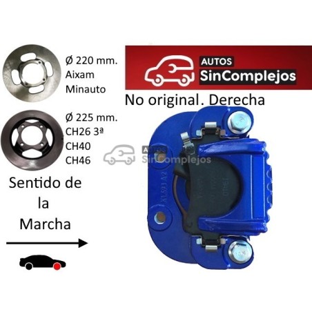 PINZA DE FRENO DELANTERA DERECHA AIXAM / CHATENET / BELLIER . NO ORIGINAL. 6AR064