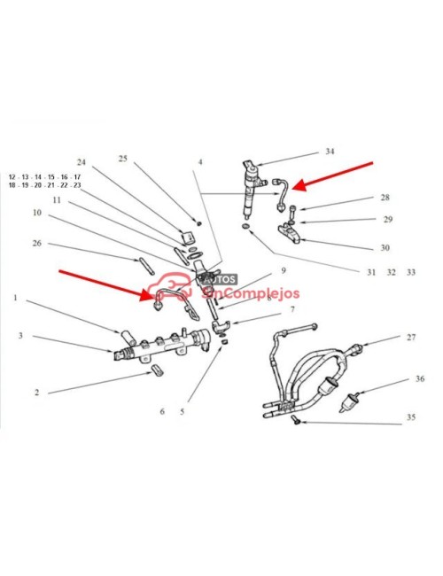 CONJUNTO DE TUBOS DE ALTA PRESION MOTOR LOMBARDINI LDW442 / LDW492. NO ORIGINAL. 1010457