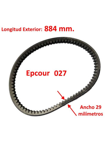 Largo: 884 mm. Ancho: 29 mm. EPCOUR 027.