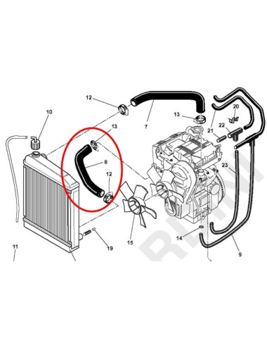 MANGUITO INFERIOR DE RADIADOR MICROCAR. 0640049 / 116004