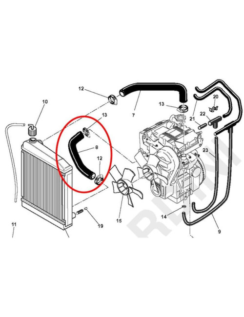 MANGUITO INFERIOR DE RADIADOR MICROCAR. 0640049 / 116004