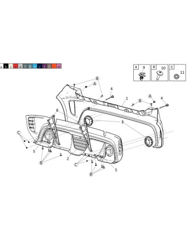 PARAGOLPES TRASERO ABS LIGIER JS50 V2 SPORT CON REJILLA. NO ORIGINAL. 1412179