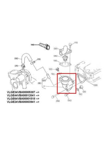 CUERPO TERMOSTATO DE MOTOR KUBOTA Z402.1G99172700. ORIGINAL