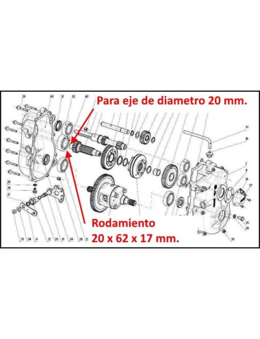 RODAMIENTO PARA CAJA CAMBIO AIXAM. NO ORIGINAL.  Ø20 × Ø62 × 17 mm