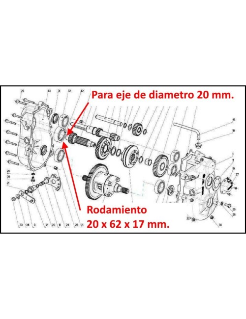 RODAMIENTO PARA CAJA CAMBIO AIXAM. NO ORIGINAL.  Ø20 × Ø62 × 17 mm